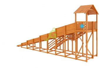 Зимняя деревянная горка "IgraGrad Snow Fox (Домик)", скат 10 м
